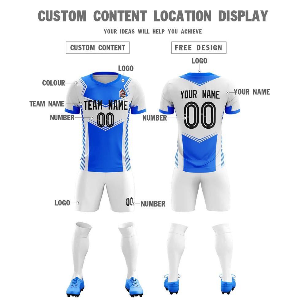 Personalized soccer uniforms logo name number placement