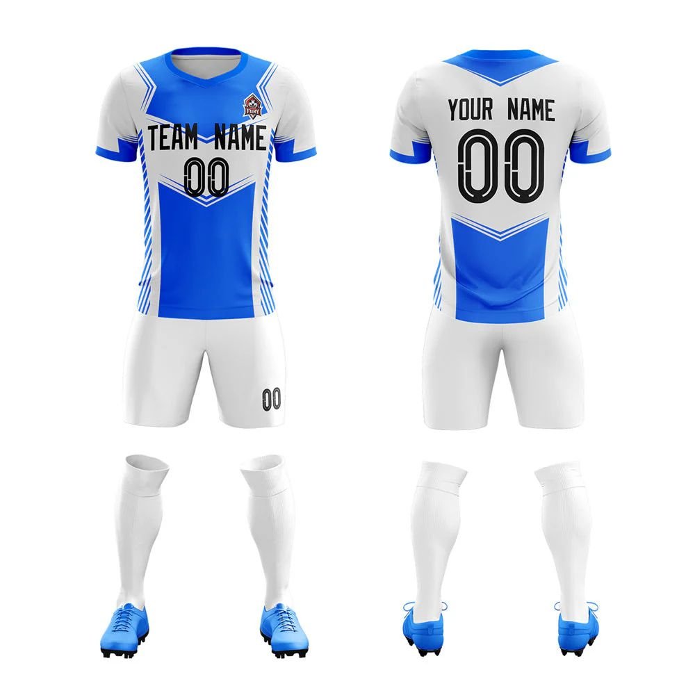 Personalized soccer uniforms logo name number placement