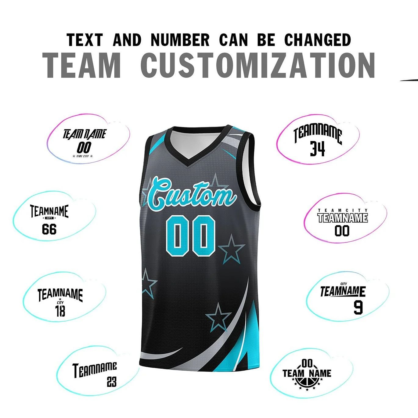 Custom Basketball Jersey with Team Text & Logo Placement by Xperimenterz
