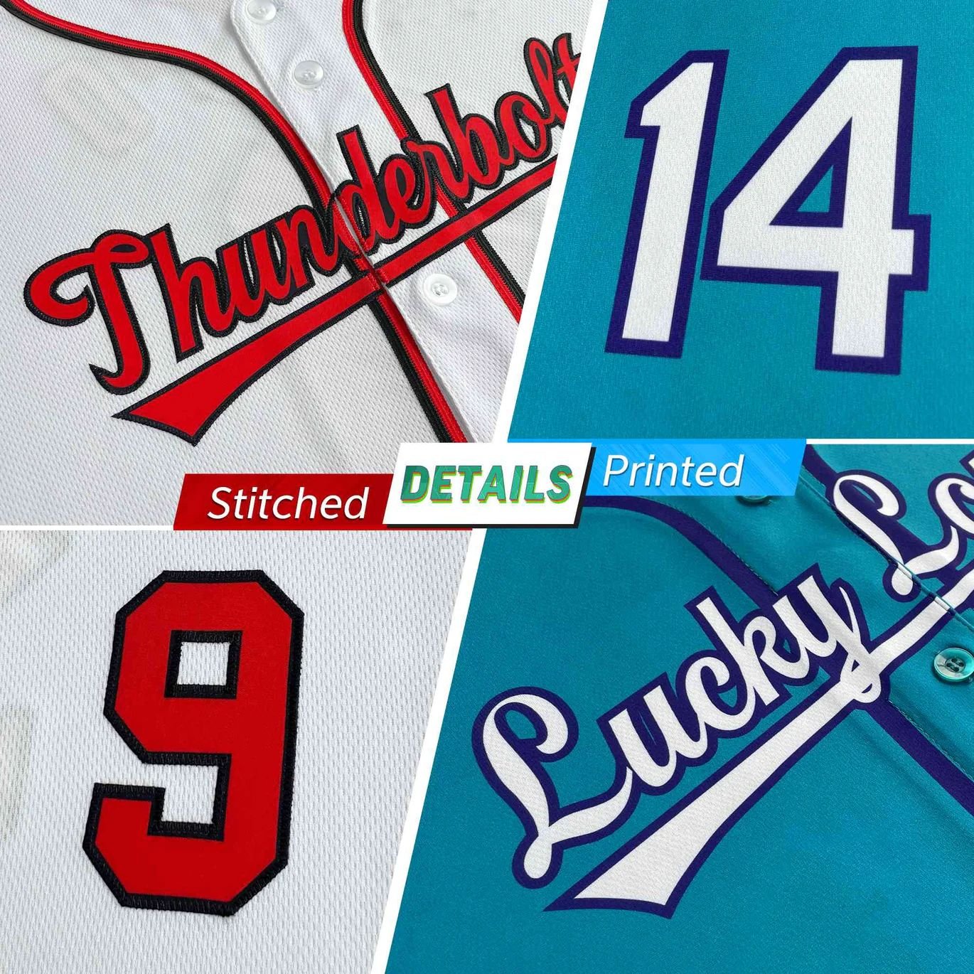 Comparison of stitched and printed custom baseball jerseys by Xperimenterz